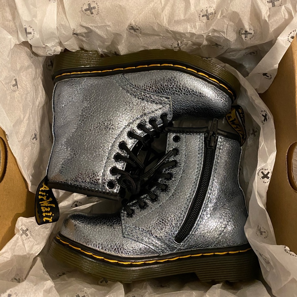 Dr. Martens combat boots for toddlers - teal